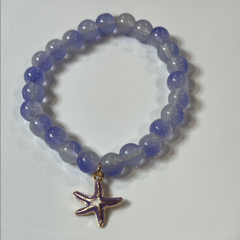 Elegant Lavender Beaded Bracelet with Starfish Charm